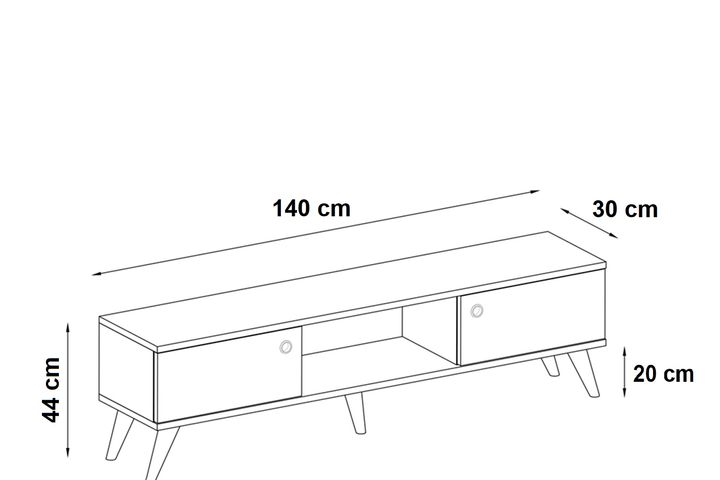 Eleanor TV-Meubel met Houten Poten, 140 cm, Pijnboom