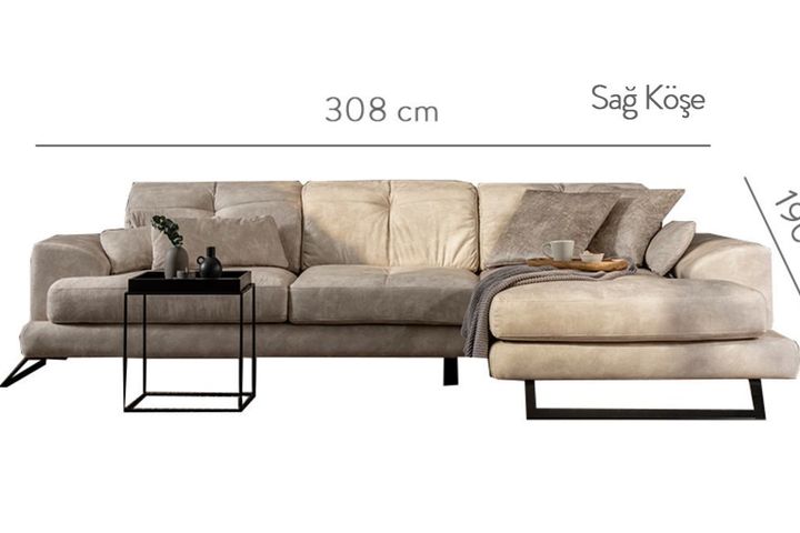 Fri̇do Hoekbank Rechts, Beige