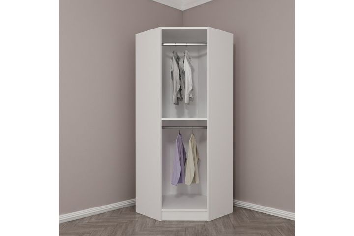 Tideway Hoekkledingkast, 210 cm, Wit en Walnoot