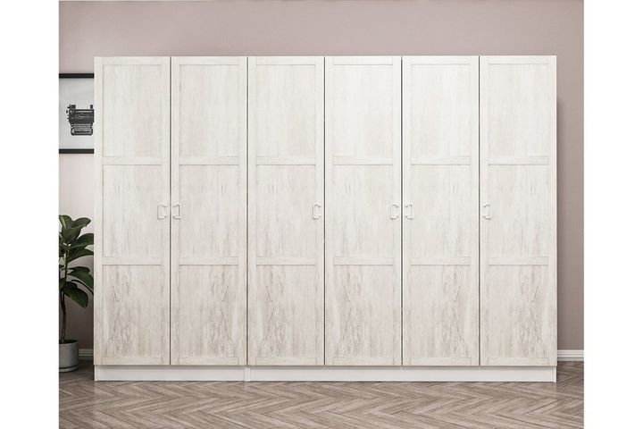 Medway Country Kleiderschrank mit 6 Türen und 2 Schubladen, Weiß