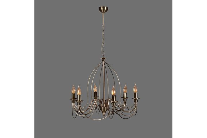 Hohenzollern Hanglamp met 6 Lampjes, Mat Goud