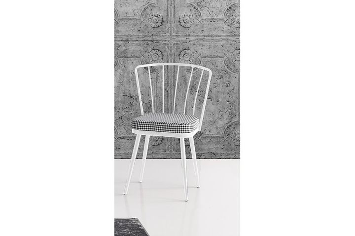 Mond Stoel met Pied-De-Poule Patroon, Wit