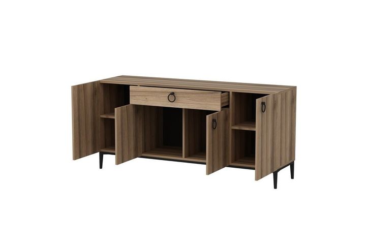 Medway Moon Moderne Dressoir, 160 cm, Goud en Walnoot