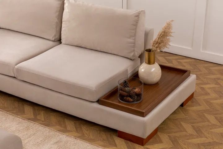 Tulip Hoekbank Links, Ecru (Zonder pouf)