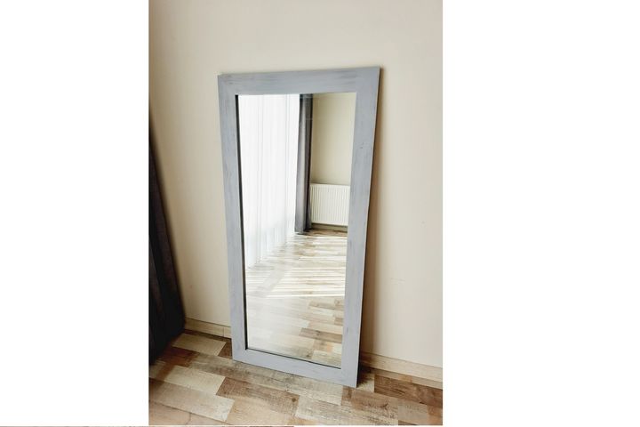 Wood Rechteckiger Standspiegel, 100x40 cm, Grau