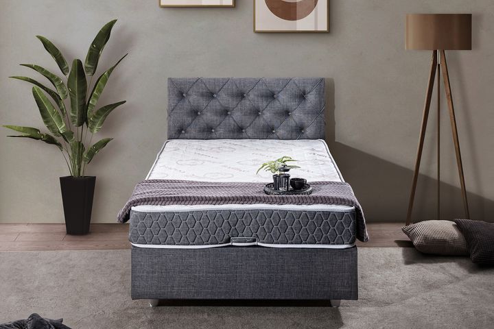 Peggy Plus Boxspringbedset, 90x190 cm, Grijs