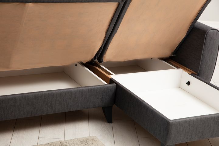 Alcoon Hoekbank met Slaapfunctie, Donkergrijs