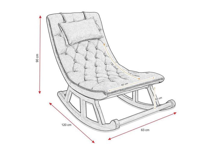 Asedia Maeve Retro Schommelstoel, Veelkleurig & Natuurlijke Kleur