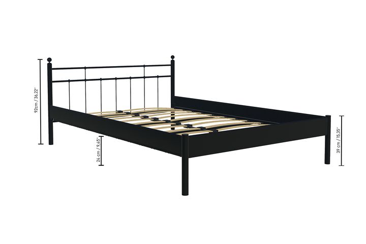 Lalas-S Metalen Bedframe, 120x200 cm, Zwart