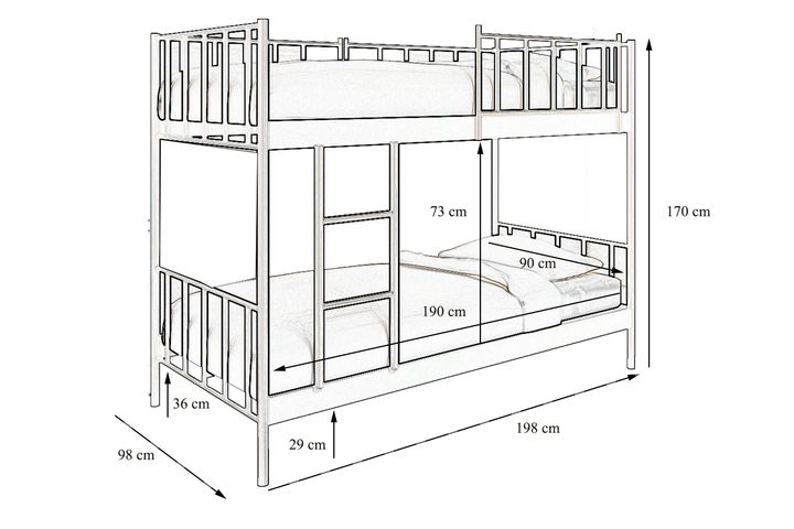 GM Bunk Bed, 90 x 190 cm, White