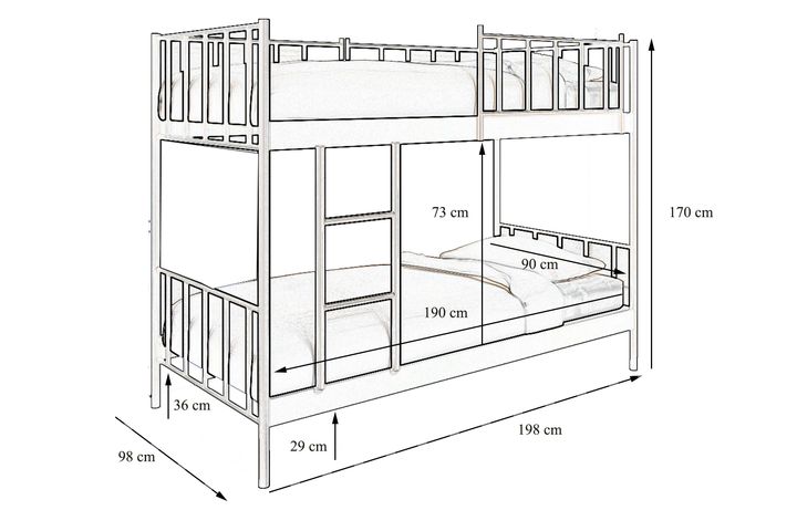 GM Stapelbed, 90x190 cm, Wit