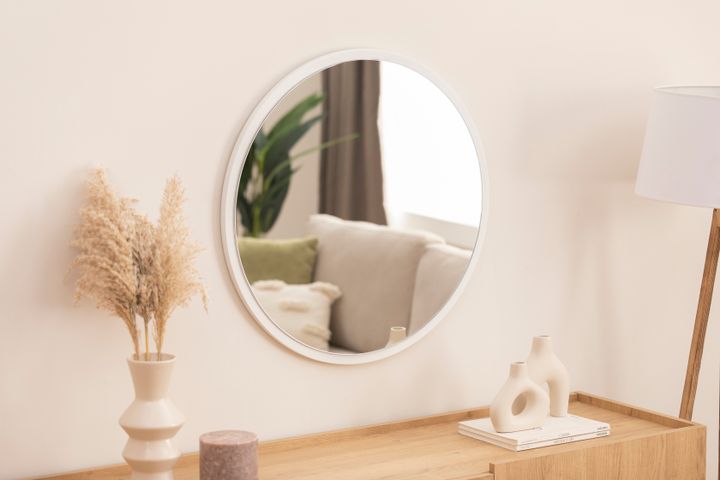Wood Ronde Wandspiegel 90 cm, Wit