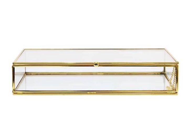 Aletta Glass Storage Box, Gold
