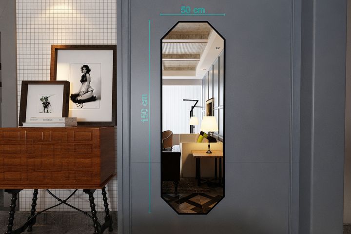 Pyramid Wall Mirror, 50 x 150 cm, Black