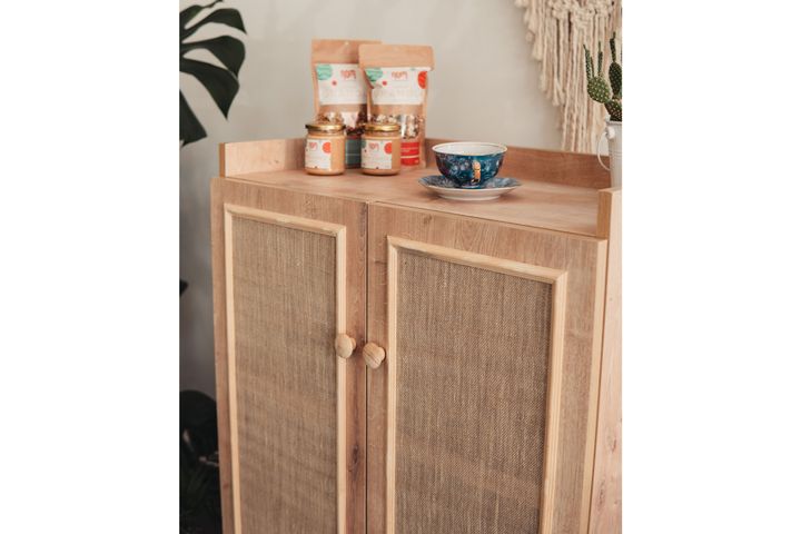 Retro Cabinet with Jute Doors, Natural