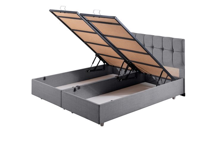 Paris Boxspringbed met Hoofdbord, 180x200 cm, Grijs