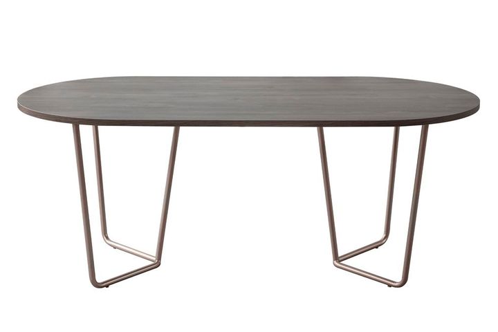 Etna 4-6 Seat Fixed Dining Table, Dark Wood & Chrome