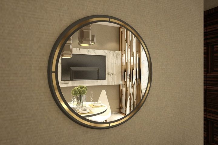 Harmonie Decoratieve Dressoir Spiegel, 50 cm, Antraciet