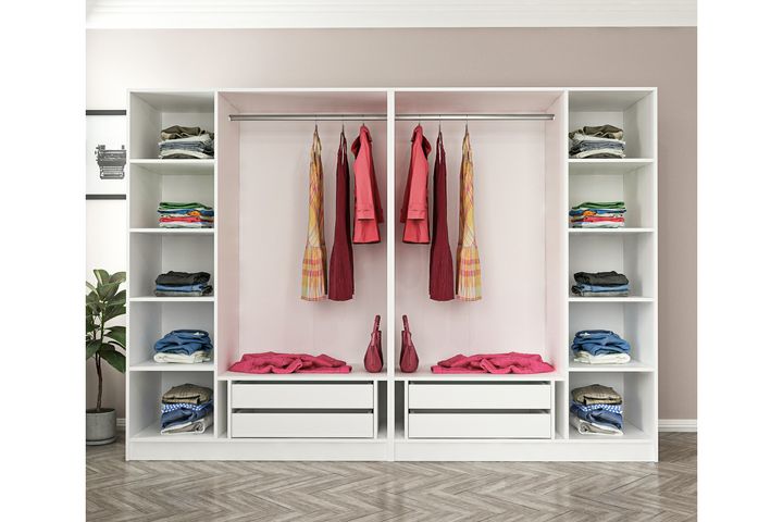 Medway Tideway Kledingkast met 6 Deuren en 4 Lades, 190 cm, Wit en Zwart