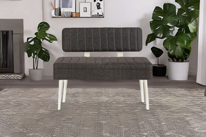 Vi̇Na Stoffen Bank Met Opbergruimte, Wit Antraciet 1053