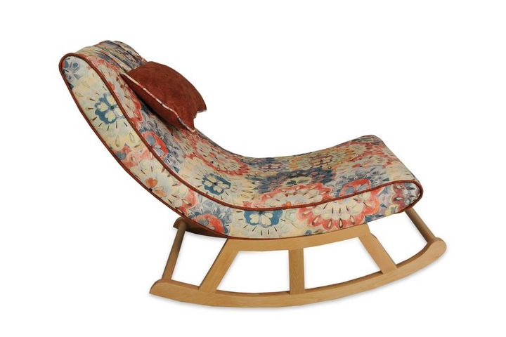 Asedia Maeve Schommelstoel met Bloemenpatroon, Veelkleurig & Natuurlijke Kleur