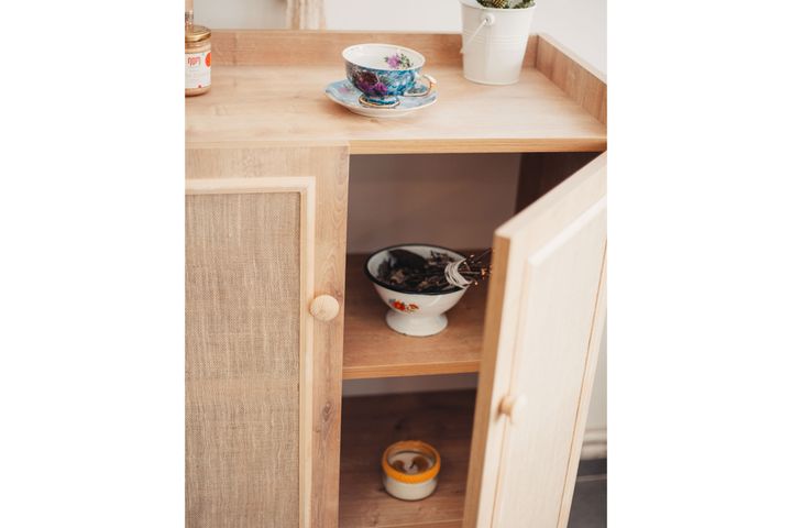 Retro Cabinet with Jute Doors, Natural