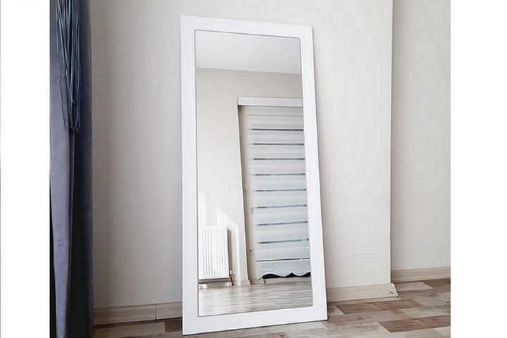 Wood Rechthoekige Staande Spiegel, 140x60 cm, Wit