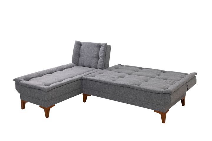 Kelly Hoekbank Links In Linnen Stof, Donkergrijze