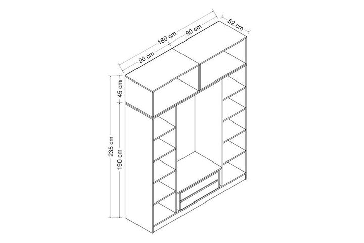 Medway Tideway Kledingkast met 4 Deuren en Bovenkast, Wit