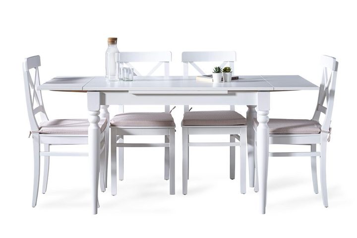 White Eettafelset, 110x70 cm, Creme