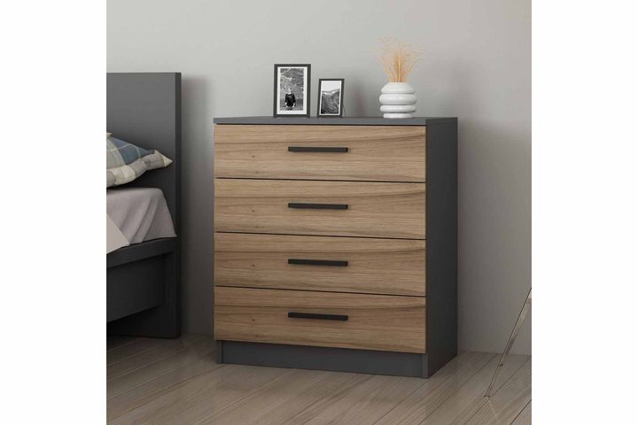 Tideway Ladekast met 4 Lades, Antraciet en Walnoot