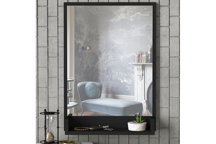 Costa Wall Mirror, 45 x 75 cm, Black | Vivense London