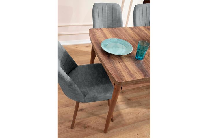 Lydiana Eettafelset voor 6 Personen, 130x80 cm, Grijs