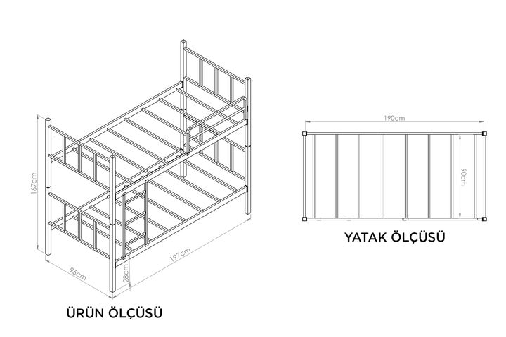 Hadrien Metalen Stapelbed, 90x190 cm, Wit
