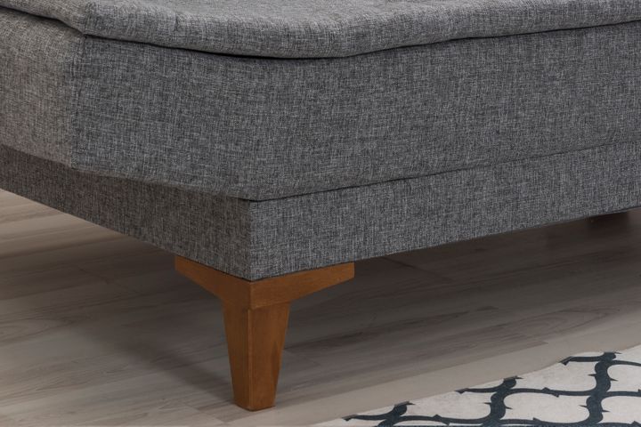 Kelly Hoekbank Links In Linnen Stof, Donkergrijze