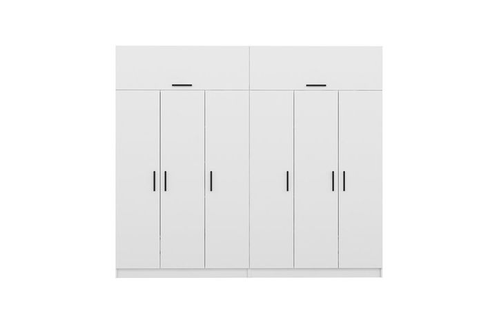 Medway Kledingkast met 6 Deuren, 4 Lades en Bovenkast, Wit