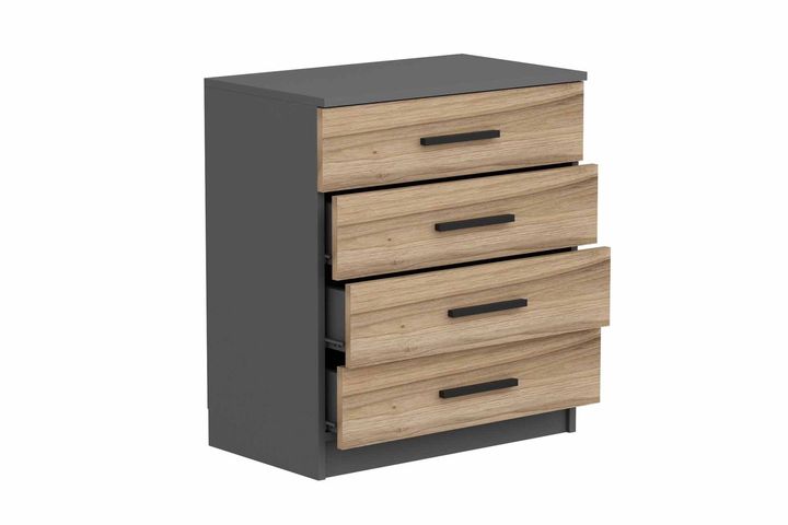 Tideway Ladekast met 4 Lades, Antraciet en Walnoot