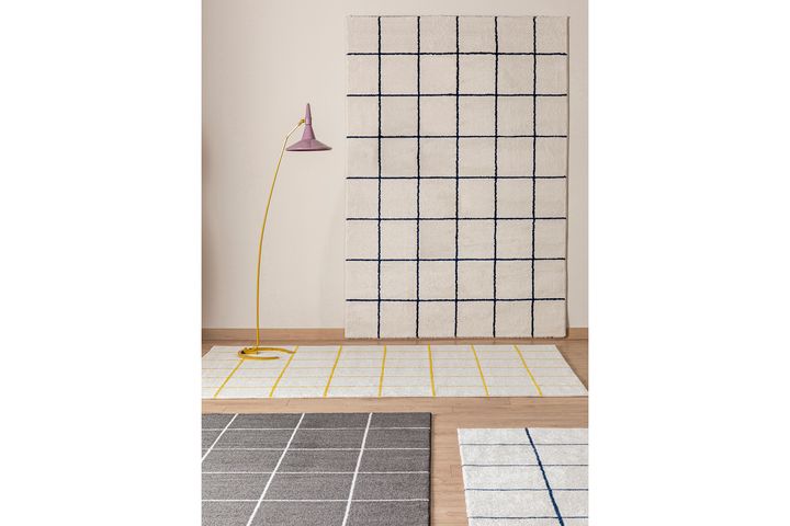 Emma Machinetapijt, 200x290 cm, Wit en Donkerblauw