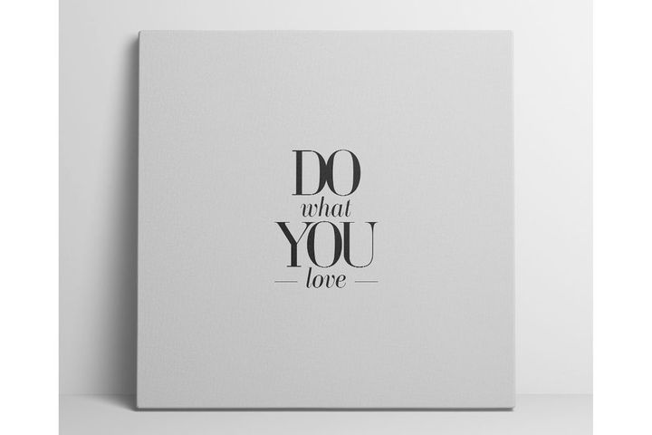 Doe What You Love Minimaal Schilderij Op Canvas, 50x50 cm