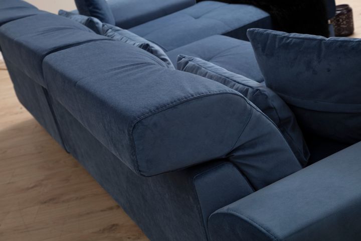 Frido Hoekbank Rechts, Blauw, Stof kan veranderd worden