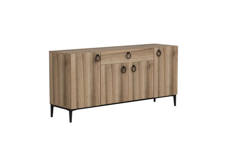 Medway Moon Moderne Dressoir, 160 cm, Goud en Walnoot