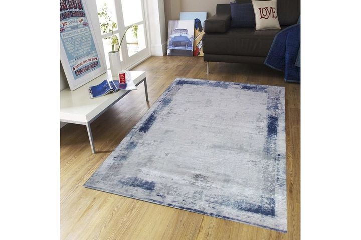 Vauxhall Patterned Woven Rug, 160 x 230 cm, Blue