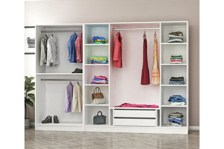 Medway Tideway Kledingkast met 6 Deuren en 2 Lades, 210 cm, Wit en Zwart