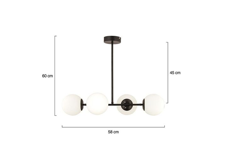 Apliqa Lema Hanglamp met 4 Lampjes, Zwart