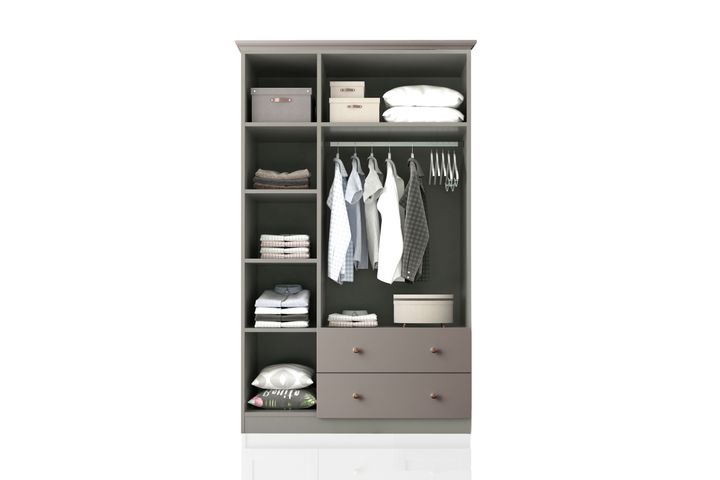 Zenio Side 3 Door with 2 Drawers Wardrobe, Grey
