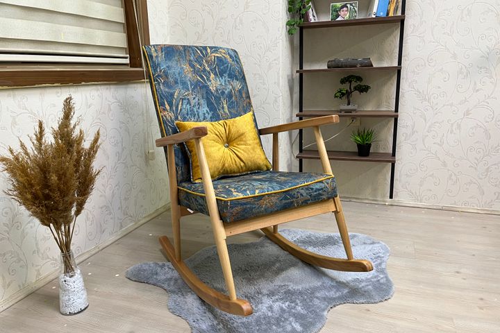 Asedia Trend Ocean Schommelstoel, Blauw & Natuurlijke Kleur