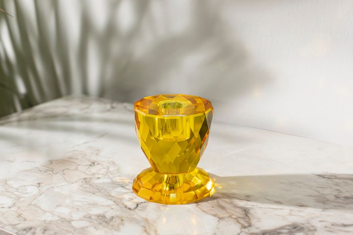 Sparkle Glass Candle Holder, Yellow
