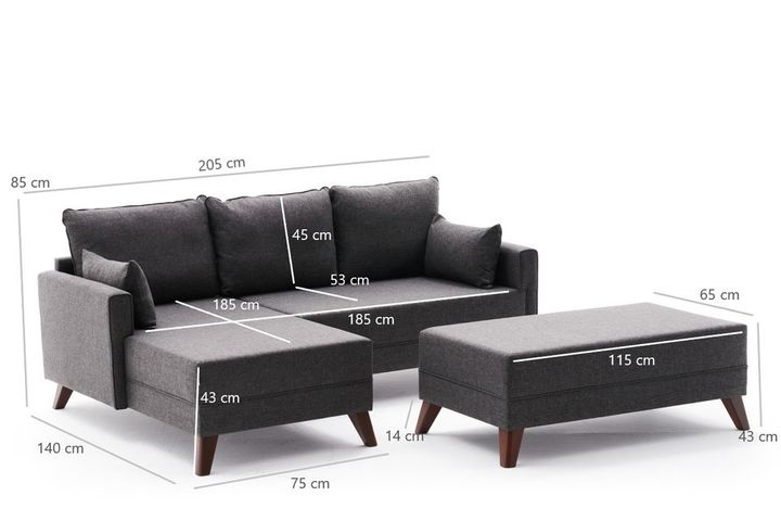 Bella Soft Mini Hoekbank Links, Antraciet