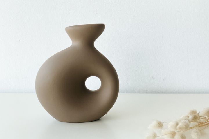 Delta Keramik-Vase, Hellbraun