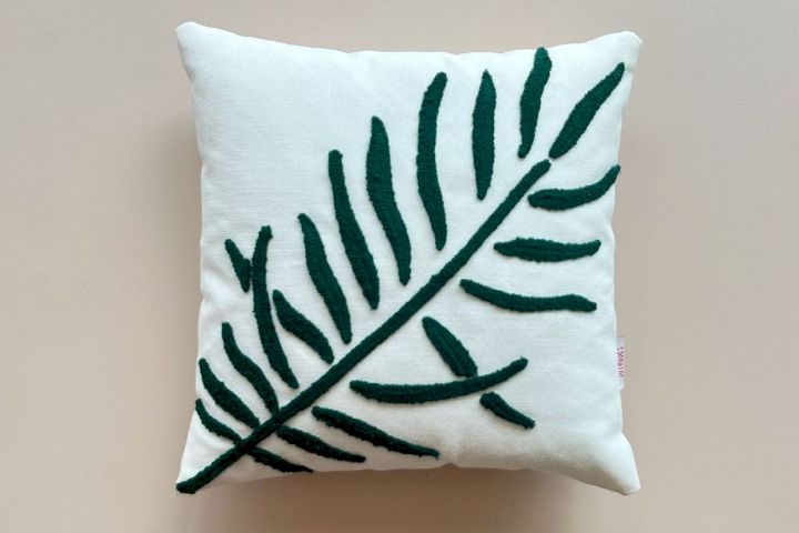 Natura Cushion Cover, 43 x 43 cm, White & Mustard